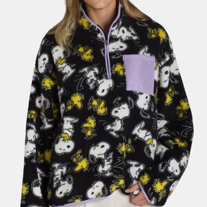 Snoopy and Woodstock Black Teddy Jacket with Lavender Accents